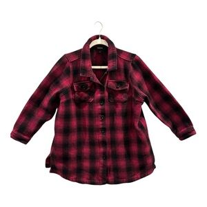Torrid Cotton Midi Shacket Red Black Buffalo Plaid